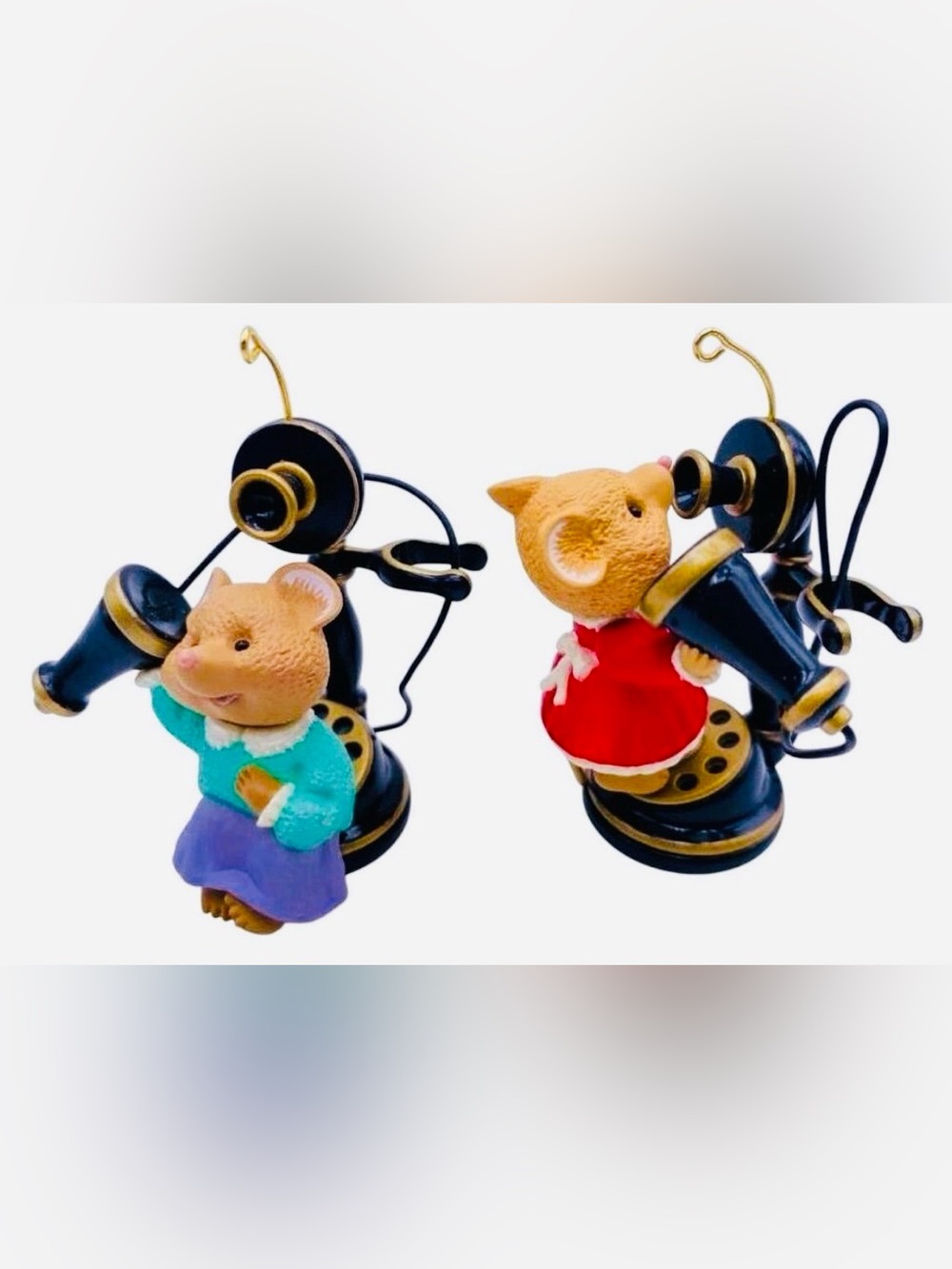 1999 Hello, hello Friendship Set Cute Mouse Figurine Phone Decor Set